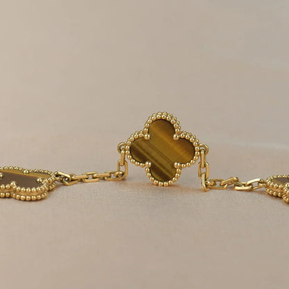 [⭐Shinejoy] CLOVER 5 MOTIFS TIGER EYE BRACELET COLLECTION