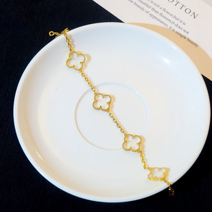 [⭐Shinejoy]CLOVER 5 MOTIF ROCK CRYSTAL BRACELET