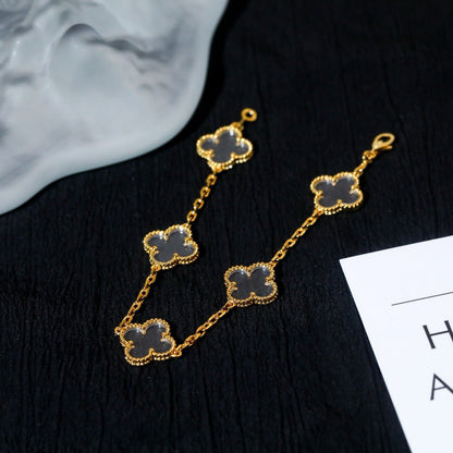 [⭐Shinejoy]CLOVER 5 MOTIF ROCK CRYSTAL BRACELET
