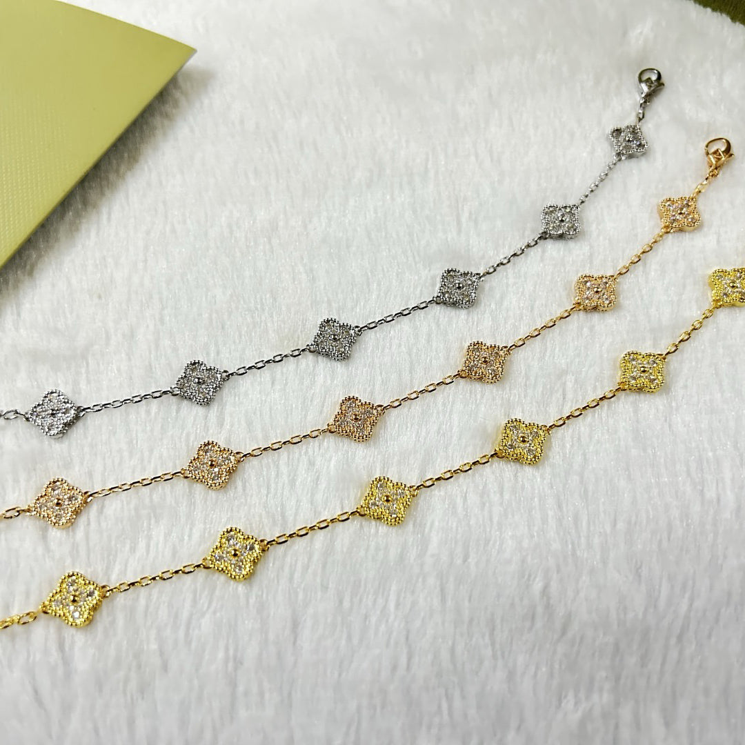 [⭐Shinejoy]CLOVER 6 MOTIF DIAMOND BRACELET