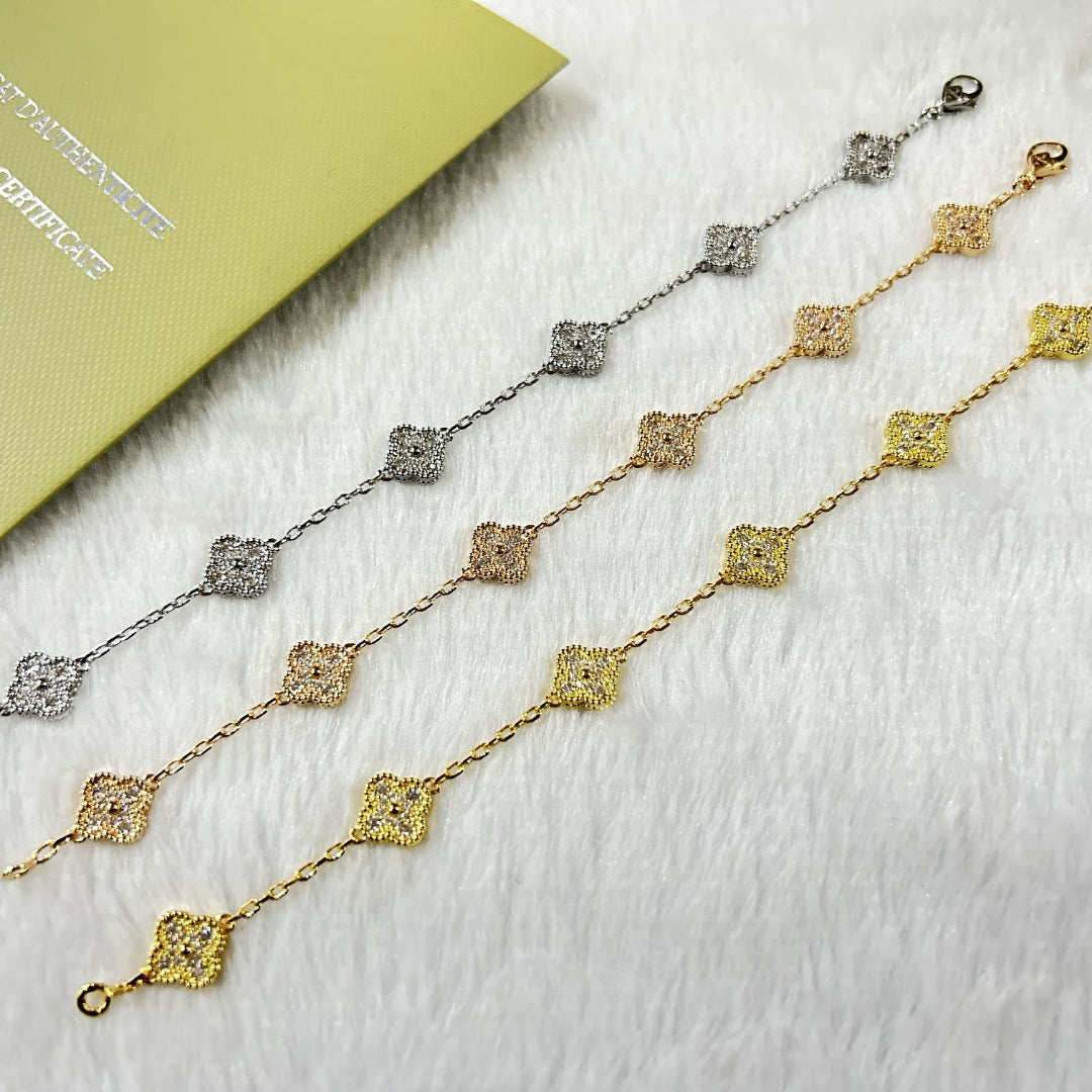 [⭐Shinejoy]CLOVER 6 MOTIF DIAMOND BRACELET