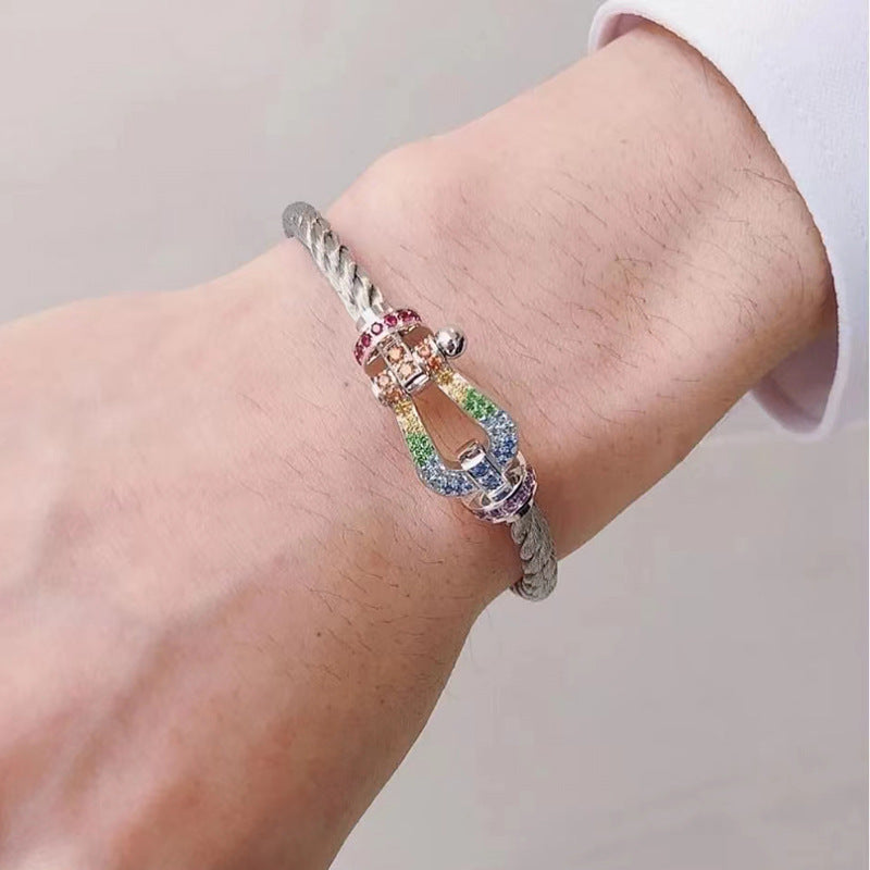 [Shinejoy]FORCE LARGE HORSESHOE  COLORED DIAMOND BRACELET ROSE GOLD