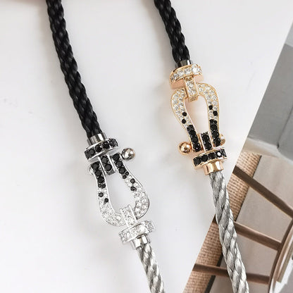 [Shinejoy]FORCE LARGE HORSESHOE BLACK WHITE DIAMOND BRACELET ROSE GOLD