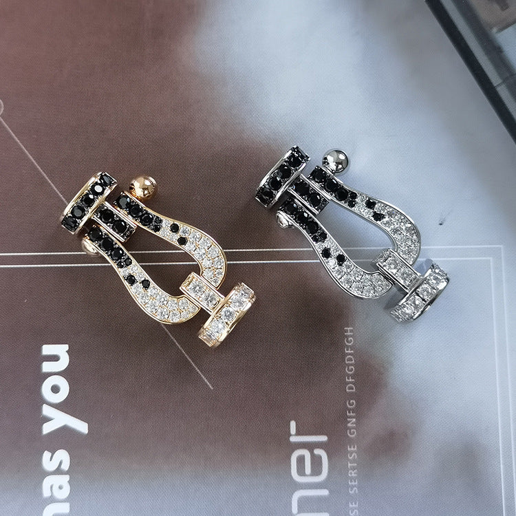 [Shinejoy]FORCE LARGE HORSESHOE BLACK WHITE DIAMOND BRACELET ROSE GOLD