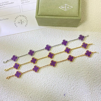 [⭐Shinejoy] COLLECTION BRACELETS TRÈFLE 5 MOTIFS VIOLETS
