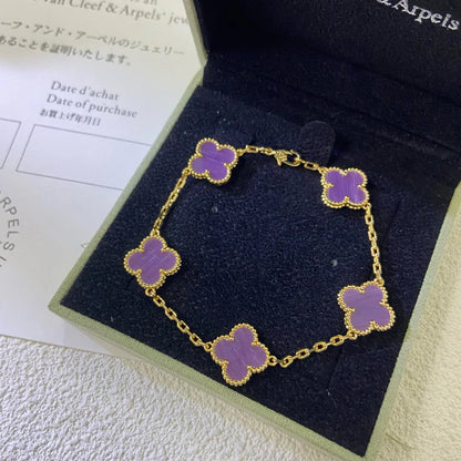 [⭐Shinejoy] COLLECTION BRACELETS TRÈFLE 5 MOTIFS VIOLETS