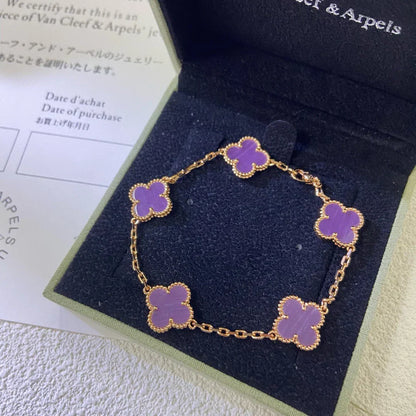 [⭐Shinejoy] COLLECTION BRACELETS TRÈFLE 5 MOTIFS VIOLETS