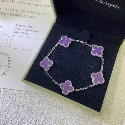 [⭐Shinejoy] COLLECTION BRACELETS TRÈFLE 5 MOTIFS VIOLETS