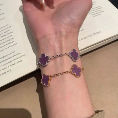 [⭐Shinejoy] COLLECTION BRACELETS TRÈFLE 5 MOTIFS VIOLETS