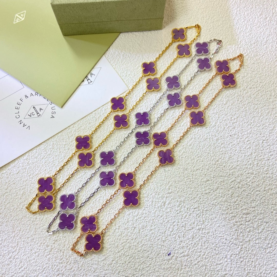 [shinejoy Jewelry]CLOVER 10 MOTIFS  PURPLE VIOLET  NECKLACE