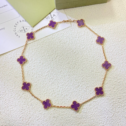 [shinejoy Jewelry]CLOVER 10 MOTIFS  PURPLE VIOLET  NECKLACE
