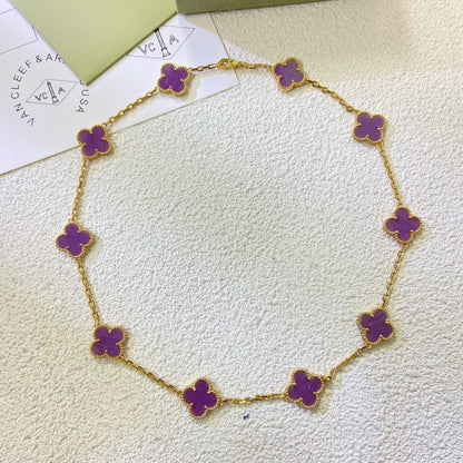 [shinejoy Jewelry]CLOVER 10 MOTIFS  PURPLE VIOLET  NECKLACE