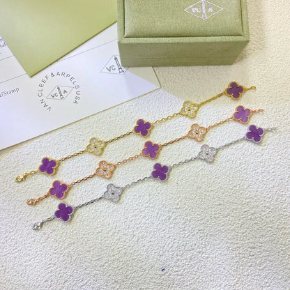 [⭐Shinejoy] COLLECTION BRACELETS TRÈFLE 5 MOTIFS VIOLETS