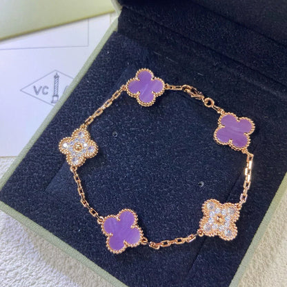 [⭐Shinejoy] COLLECTION BRACELETS TRÈFLE 5 MOTIFS VIOLETS