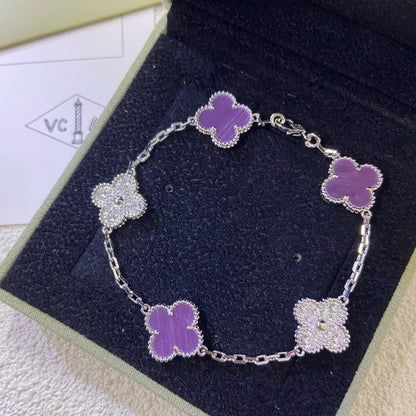 [⭐Shinejoy] COLLECTION BRACELETS TRÈFLE 5 MOTIFS VIOLETS