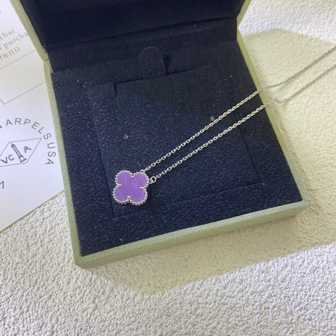 [shinejoy Jewelry]CLOVER 15MM  PURPLE VIOLET NECKLACE