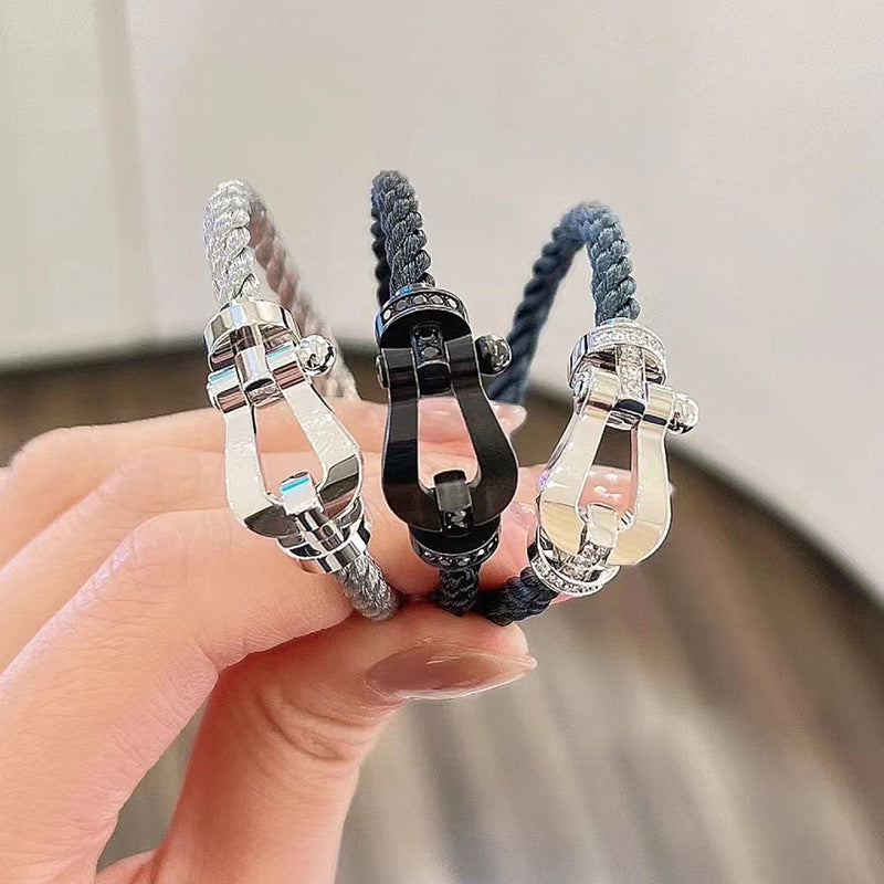 [Shinejoy]FORCE LARGE HORSESHOE FULL DIAMOND BRACELET ROSE GOLD