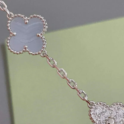 [⭐Shinejoy] CLOVER 5 MOTIF PURPLE CHALCEDONY BRACELET COLLECTION