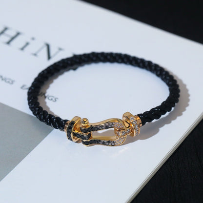 [Shinejoy]FORCE LARGE HORSESHOE BLACK WHITE DIAMOND BRACELET ROSE GOLD