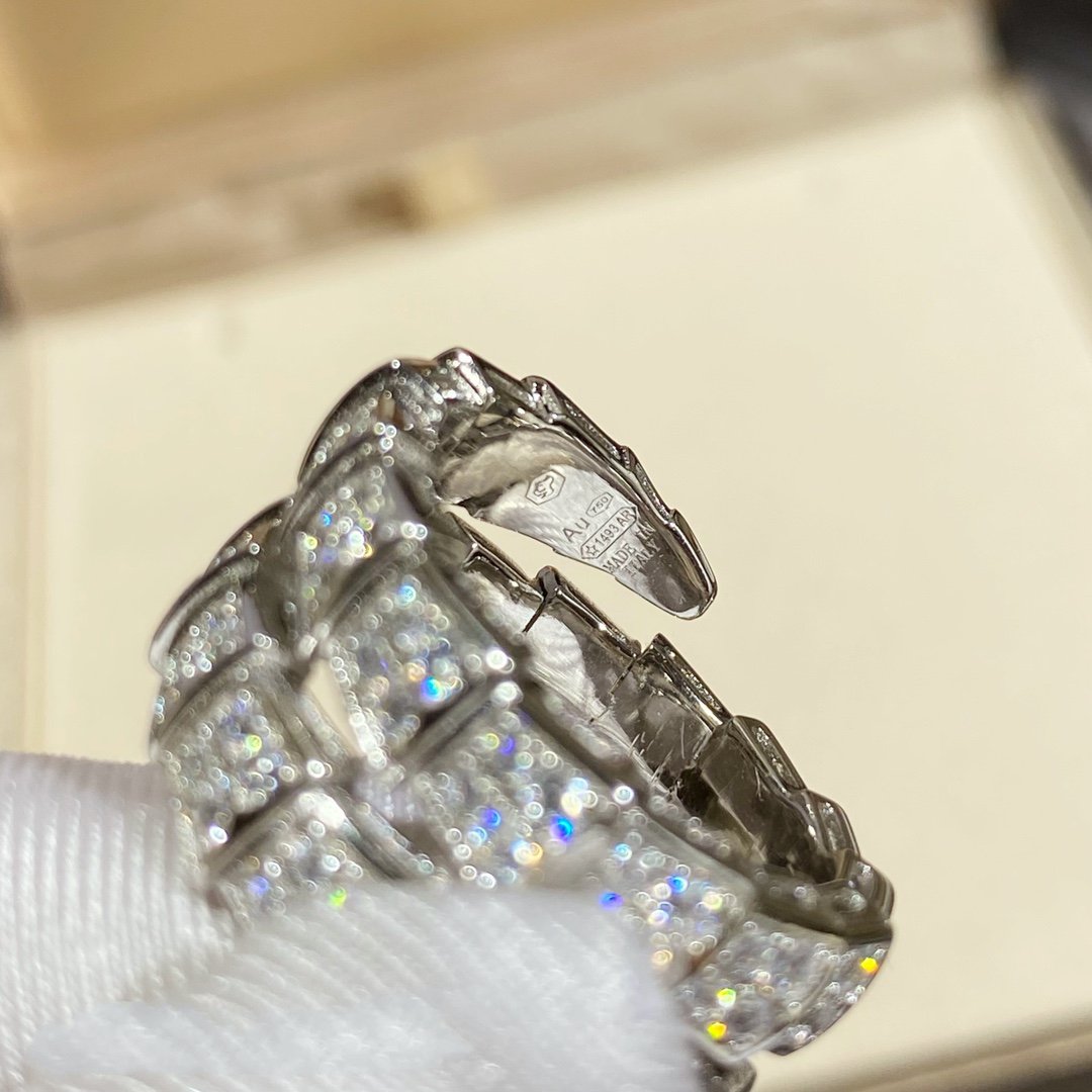 [Shinejoy]SERPENTI DOUBLE RING SILVER DIAMOND PAVED