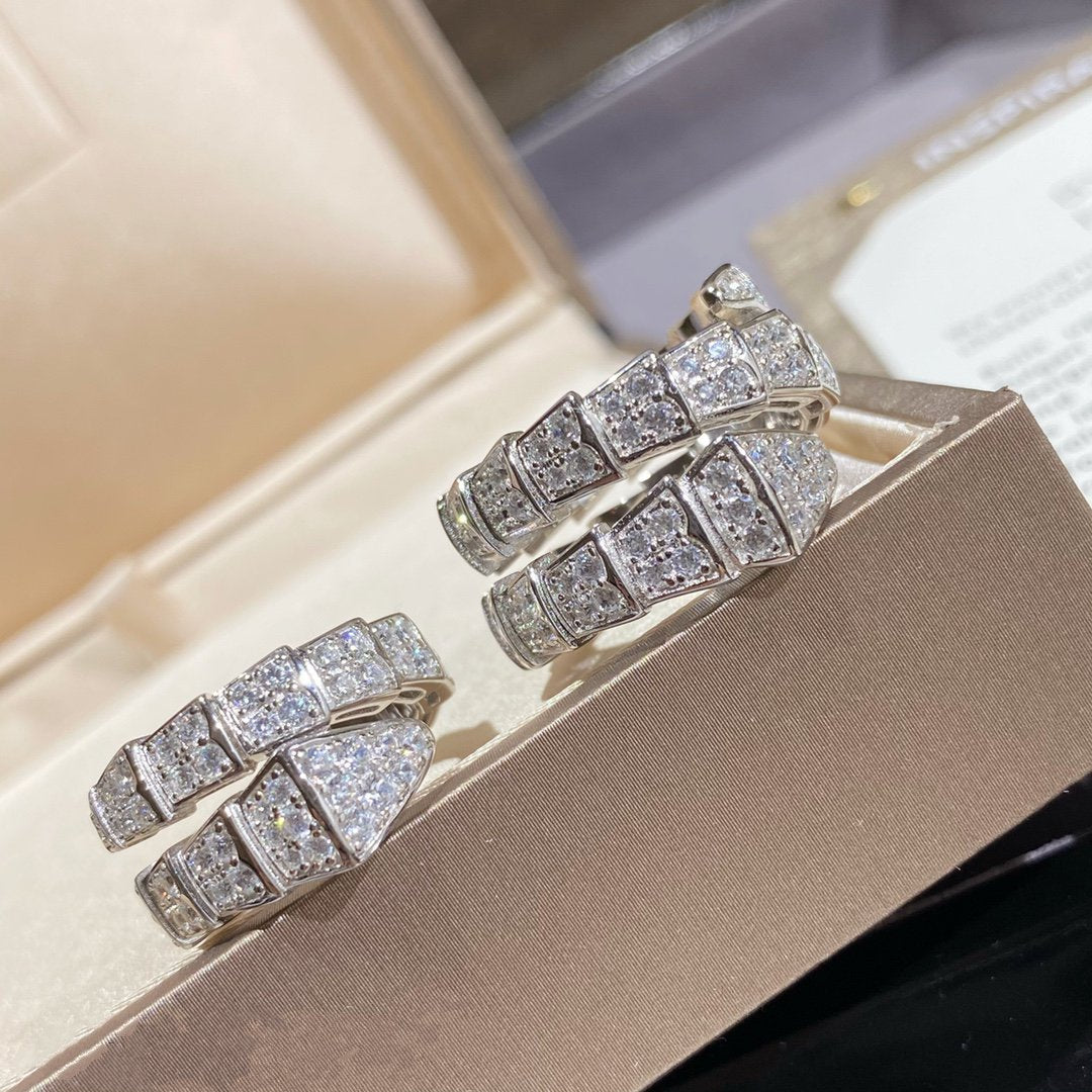 [Shinejoy]SERPENTI DOUBLE RING SILVER DIAMOND PAVED