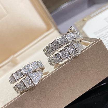 [Shinejoy]SERPENTI DOUBLE RING SILVER DIAMOND PAVED