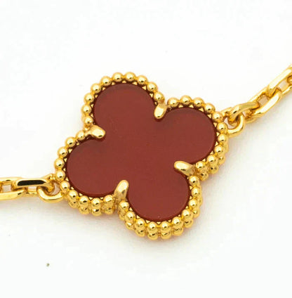 [⭐Shinejoy] CLOVER 5 MOTIF RED CORNELIAN BRACELET COLLECTION