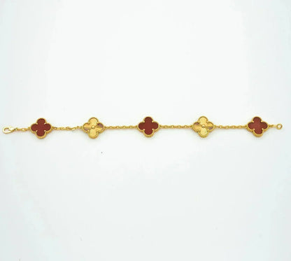 [⭐Shinejoy] CLOVER 5 MOTIF RED CORNELIAN BRACELET COLLECTION