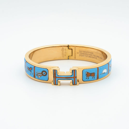 [Shinejoy]H PINK GOLD BRACELET BLUE CERAMIC