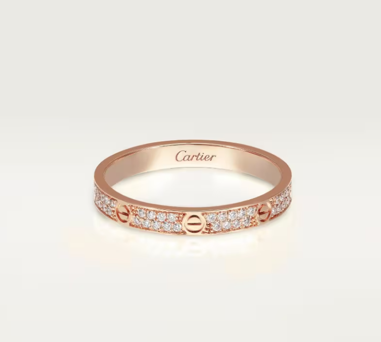 [Shinejoy]LOVE RING 2.6mm-wide full-diamond ring Rose Gold