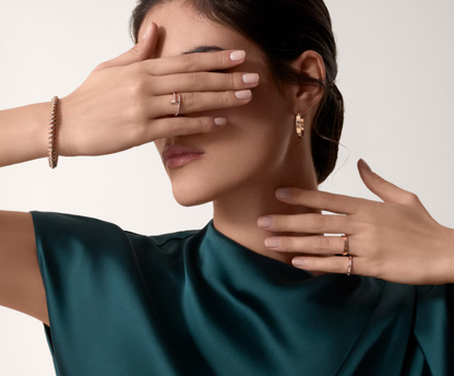 [Shinejoy]LOVE RING 2.6mm-wide full-diamond ring Rose Gold