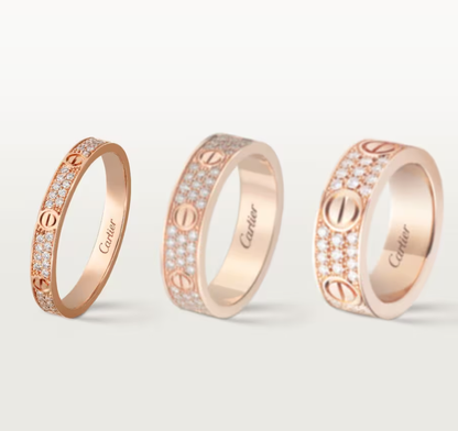 [Shinejoy]LOVE RING 2.6mm-wide full-diamond ring Rose Gold