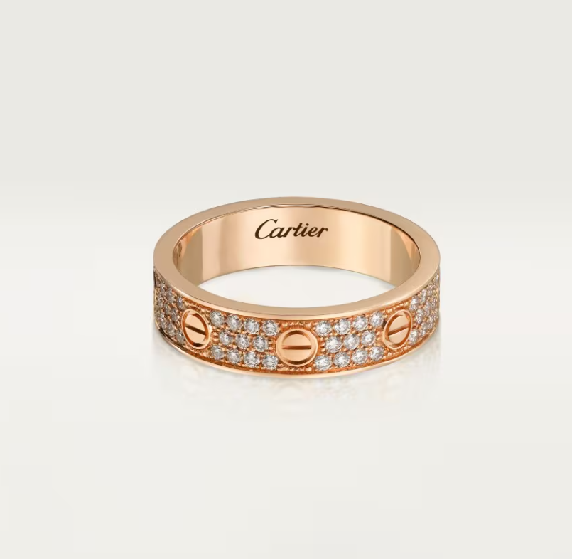 [Shinejoy]LOVE RING 4mm-wide full-diamond ring Rose Gold