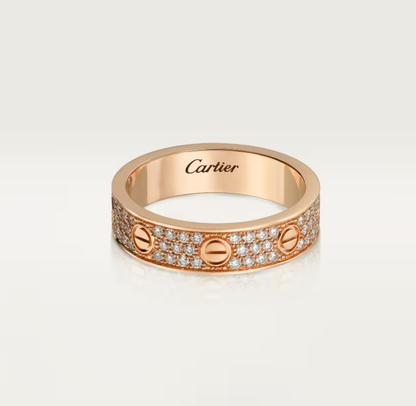 [Shinejoy]LOVE RING 4mm-wide full-diamond ring Rose Gold