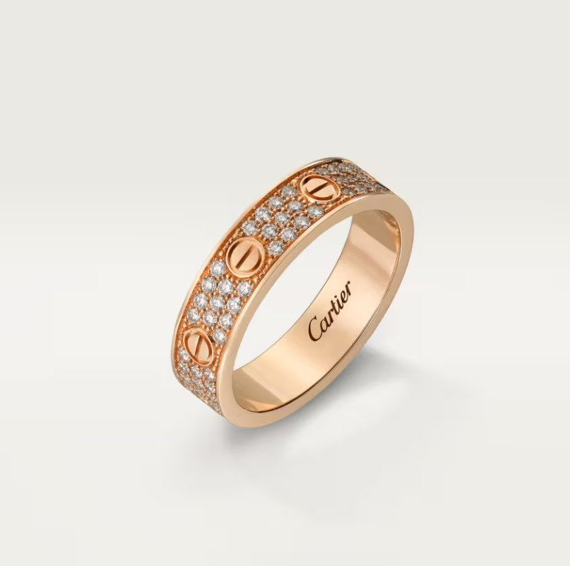 [Shinejoy]LOVE RING 4mm-wide full-diamond ring Rose Gold