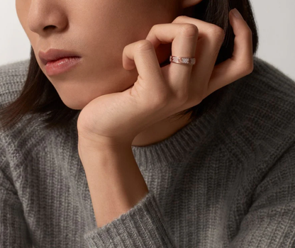 [Shinejoy]LOVE RING 4mm-wide full-diamond ring Rose Gold