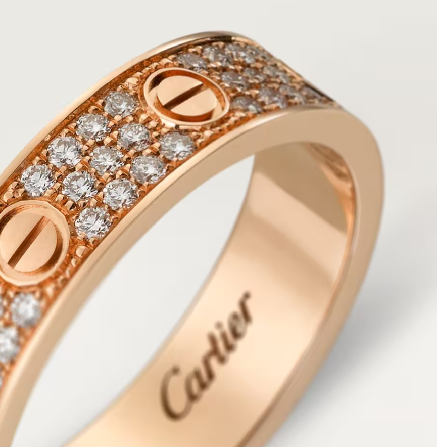 [Shinejoy]LOVE RING 4mm-wide full-diamond ring Rose Gold