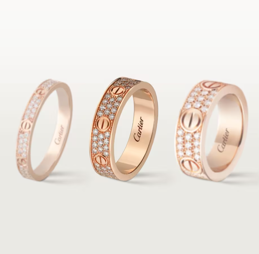 [Shinejoy]LOVE RING 4mm-wide full-diamond ring Rose Gold
