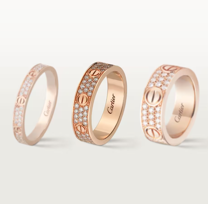 [Shinejoy]LOVE RING 4mm-wide full-diamond ring Rose Gold