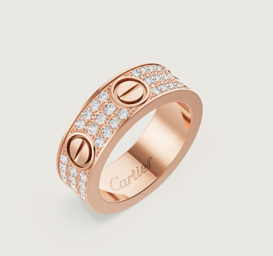 [Shinejoy]LOVE RING 6.5mm-wide full-diamond ring Rose Gold