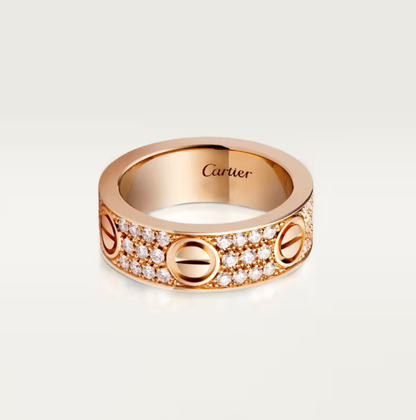 [Shinejoy]LOVE RING 6.5mm-wide full-diamond ring Rose Gold