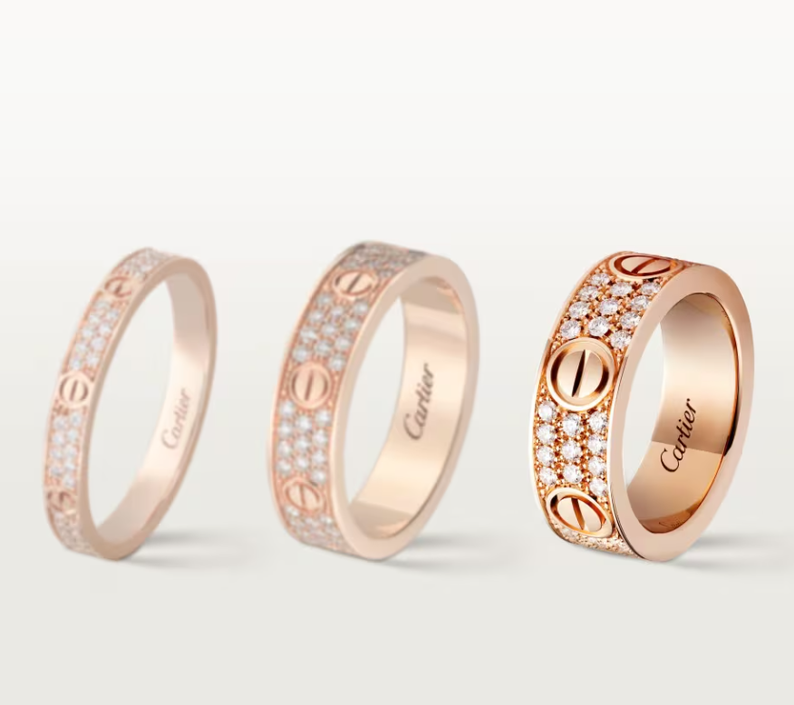 [Shinejoy]LOVE RING 6.5mm-wide full-diamond ring Rose Gold