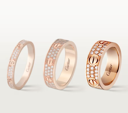 [Shinejoy]LOVE RING 6.5mm-wide full-diamond ring Rose Gold