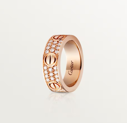 [Shinejoy]LOVE RING 6.5mm-wide full-diamond ring Rose Gold