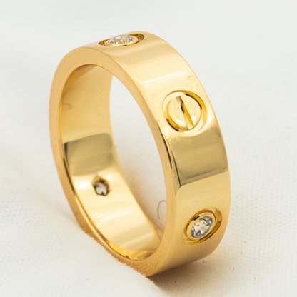 [Shinejoy]LOVE RING 5.5MM 3 DIAMONDS PINK GOLD