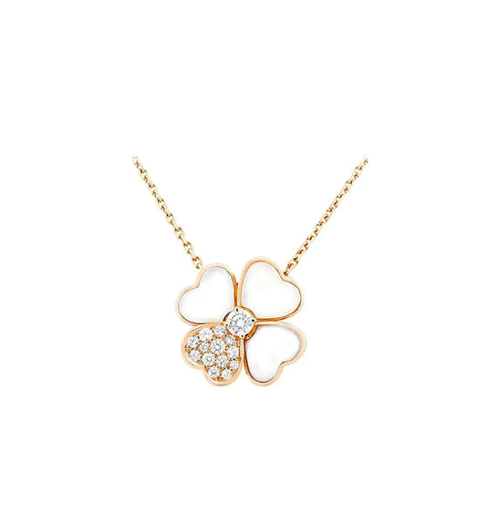 [Shinejoy]CLOVER MOP DIAMOND ROSE GOLD NECKLACE