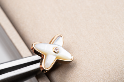 [Shinejoy]JEUX DE WHITE MOP ROSE GOLD DIAMOND EARRINGS