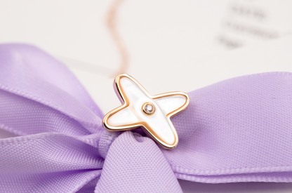 [Shinejoy]JEUX DE WHITE MOP ROSE GOLD DIAMOND EARRINGS