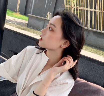 [Shinejoy]JEUX DE WHITE MOP ROSE GOLD DIAMOND EARRINGS
