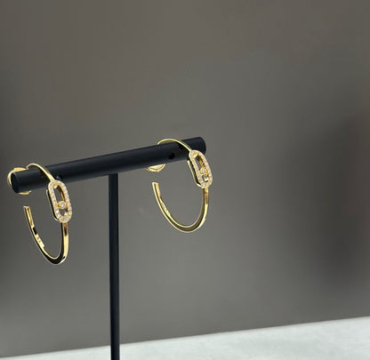 [Shinejoy]CREOLES MOVE UNO PM DIAMOND EARRINGS